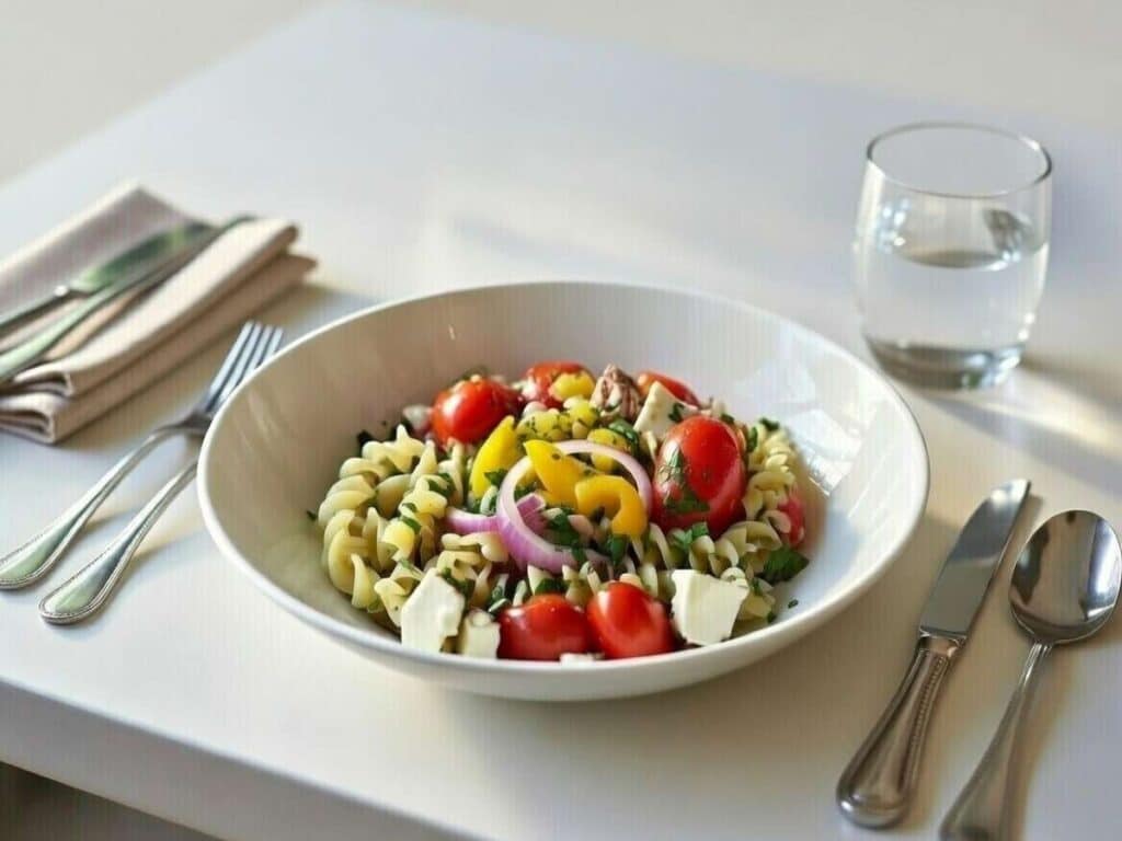 Insalata di pasta fredda sfiziosa pronta da servire