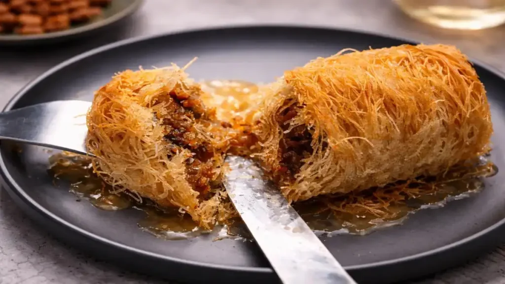 Ricetta Pasta kataifi dolce croccante ripiena di frutta secca e bagnata con sciroppo