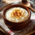 Ricetta Riso al latte cremoso servito in ciotola rustica