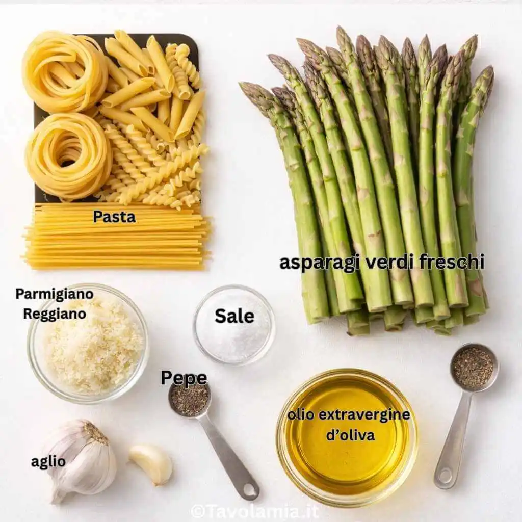 Ingredienti per la pasta con asparagi freschi