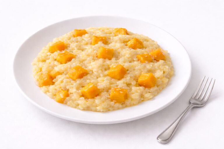 Risotto alla zucca cremoso servito nel piatto