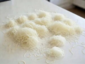 Pasta kataifi pronta e sistemata in modo ordinato