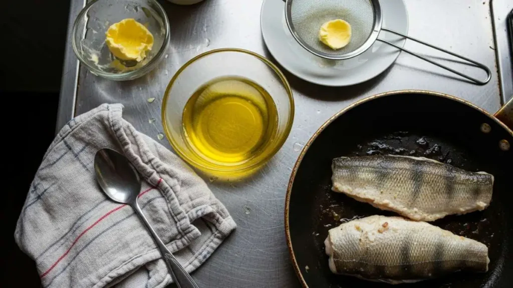 Burro chiarificato nelle ricette di pesce persico con filetti in padella