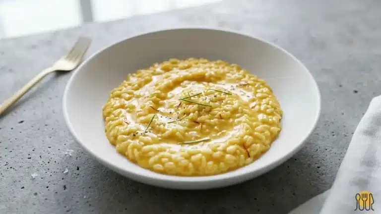 Mantecatura del risotto con consistenza cremosa e lucida all’onda ottenuta con burro e parmigiano