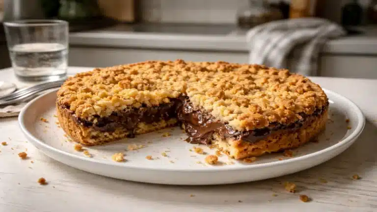 Sbriciolata alla Nutella fatta in casa con ripieno cremoso e crosta croccante