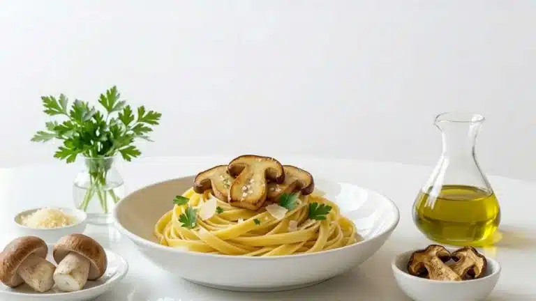 tagliatelle ai funghi porcini con porcini freschi parmigiano olio extravergine e pinoli